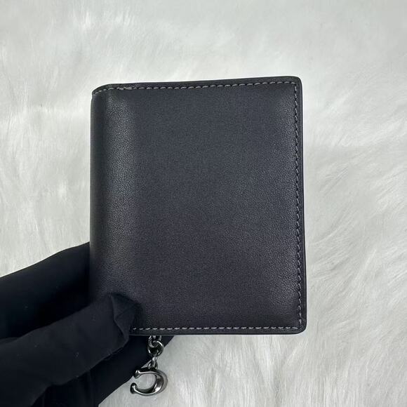 Coach Snap Wallet With Floral Applique In Smooth Leather/Gunmetal/Black CAP16 - Picture 2 of 6